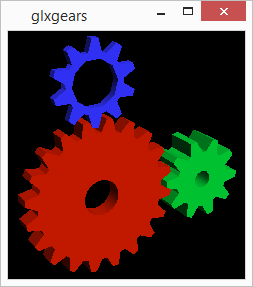 OpenGL gears window drawn by the embedded X server