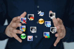 Protocol icons from the MobaXterm network toolbox arranged on a board