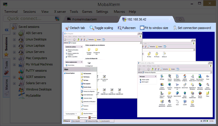 Remote Windows desktop opened inside an RDP tab